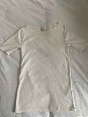 J. Crew White Cotton Crewneck Short Sleeve Tee